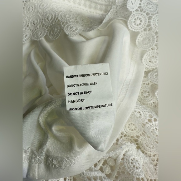 ANTIBES BLANC White Crochet Sleeveless halter neck top size L - Picture 9 of 12